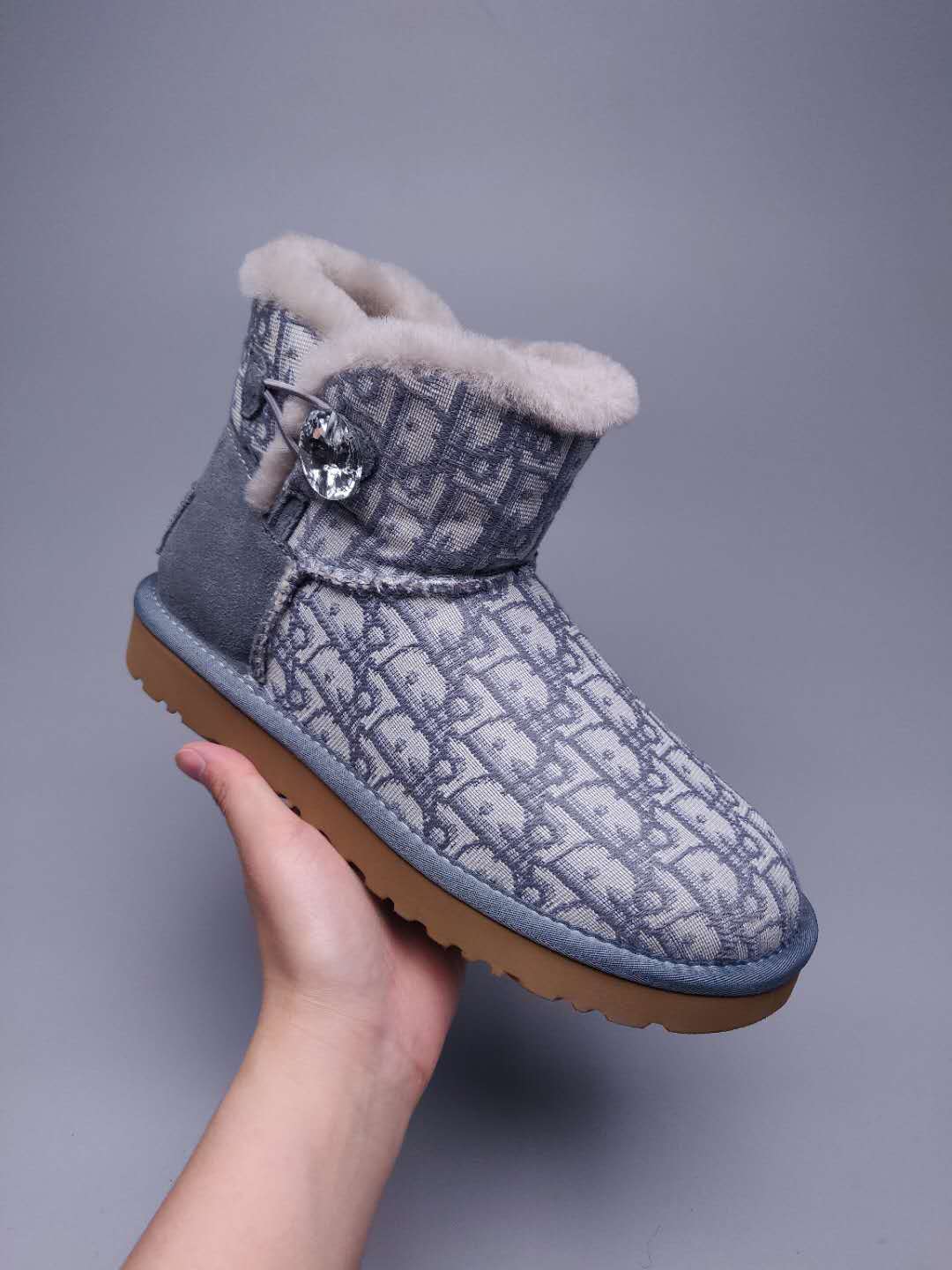 Dior-Inspired Textured Snow Boot — Grey | New Arrival | In Stock