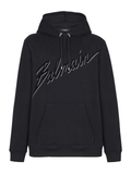 Balmain Flocked Script Logo Hoodie in Black