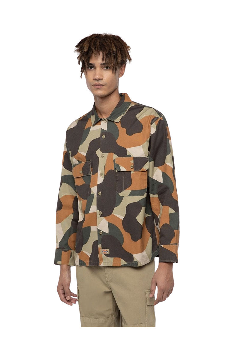 DICKIES CAMO CANVAS WORK SHIRT Imperial Green