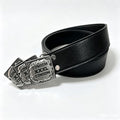Y2K Punk Vintage Tri-Plate Buckle Leather Belt XXXL Letter Engraved