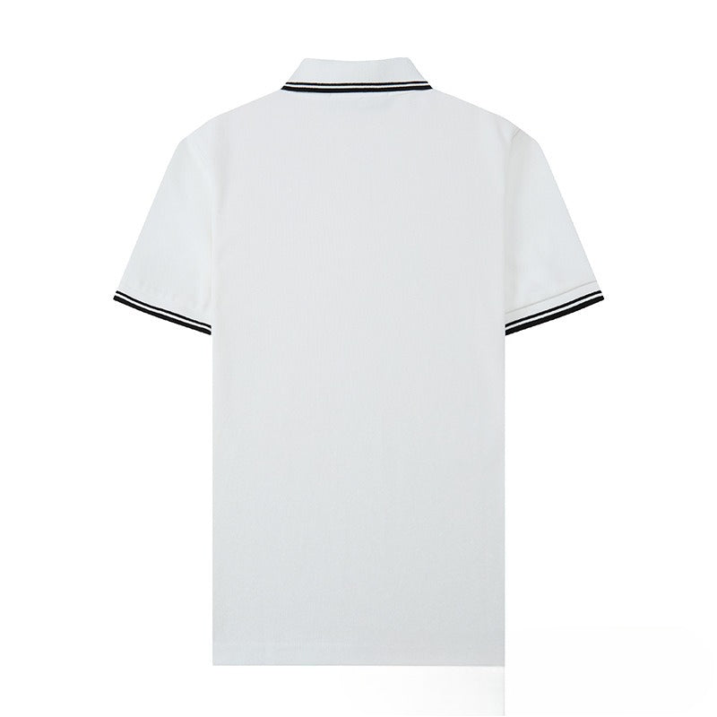 Stone Island Compass Patch Striped Collar Short Sleeve Polo Streetwear