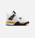 Air Jordan 4 Retro Rare Air Tour Yellow Infant Sneakers - White/Dark Blue Grey/Black/Tour Yellow