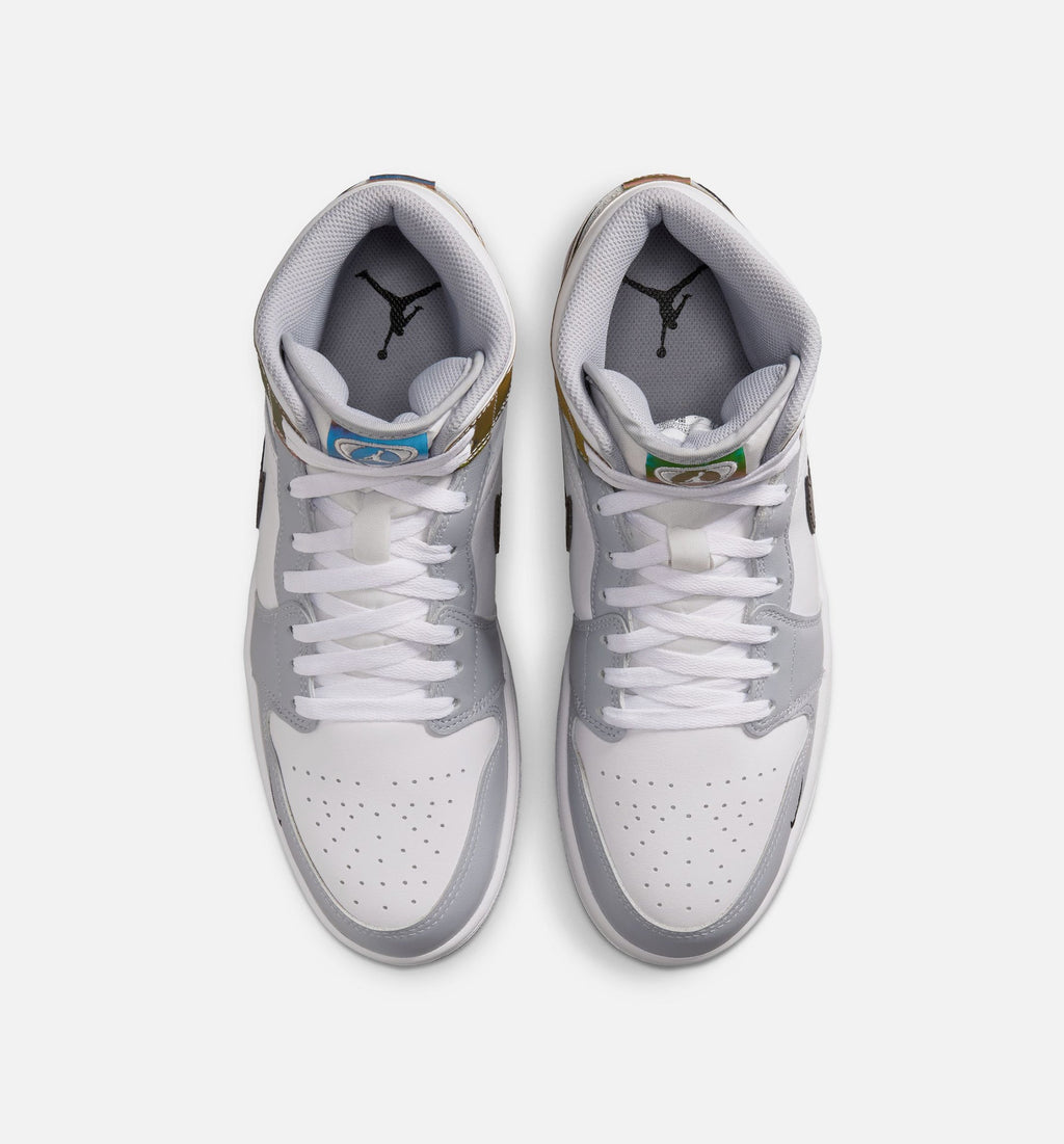 Air Jordan 1 Mid SE Men's Lifestyle Sneakers - Black/White/Wolf Grey