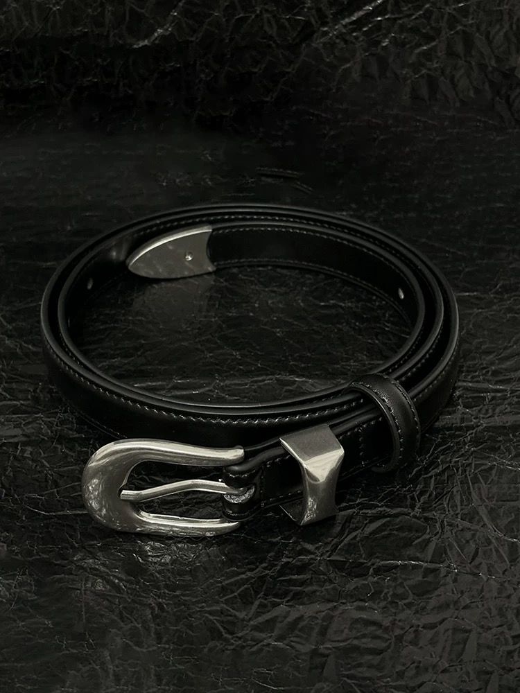 Our Legacy Vintage Metal Buckle Full Grain Leather Unisex Waist Belt