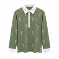 Thom Browne Style Balloon-Embroidered Striped Long-Sleeve Polo