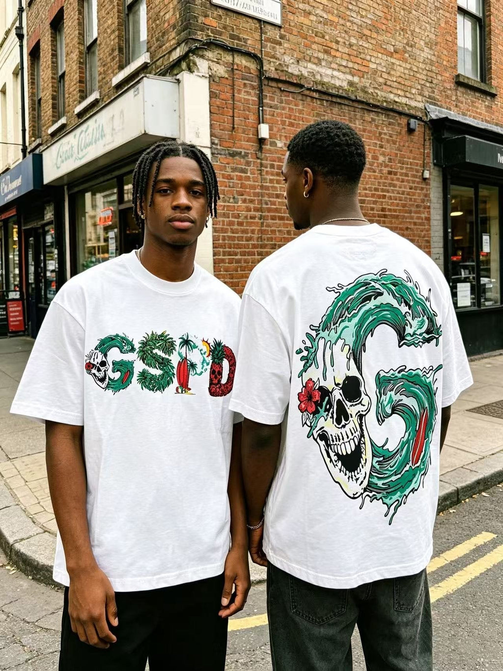 Godspeed Tropical Skull Wave Graphic T-Shirt