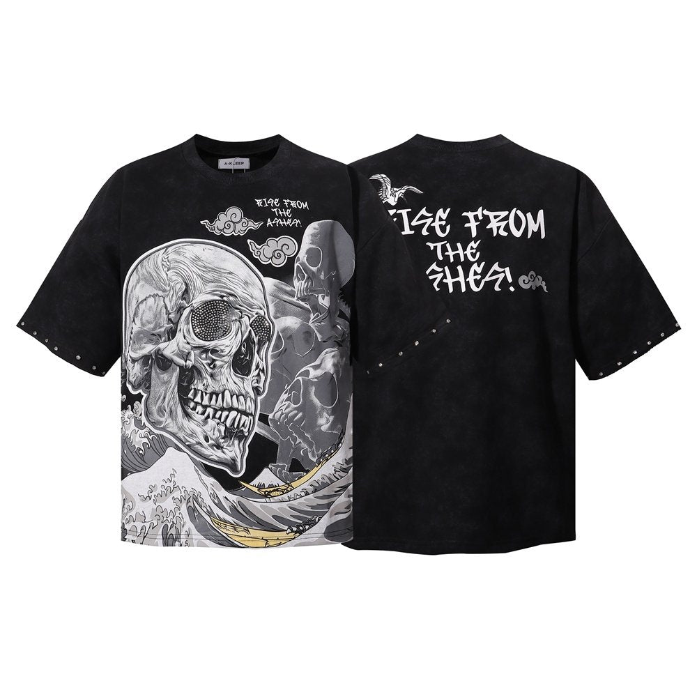 KLEEP 2005 Rise From the Ashes Skull Graphic T-Shirt