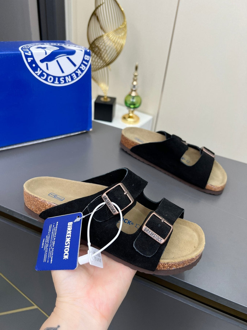 Birkenstock Black Two-Strap Slide Sandals
