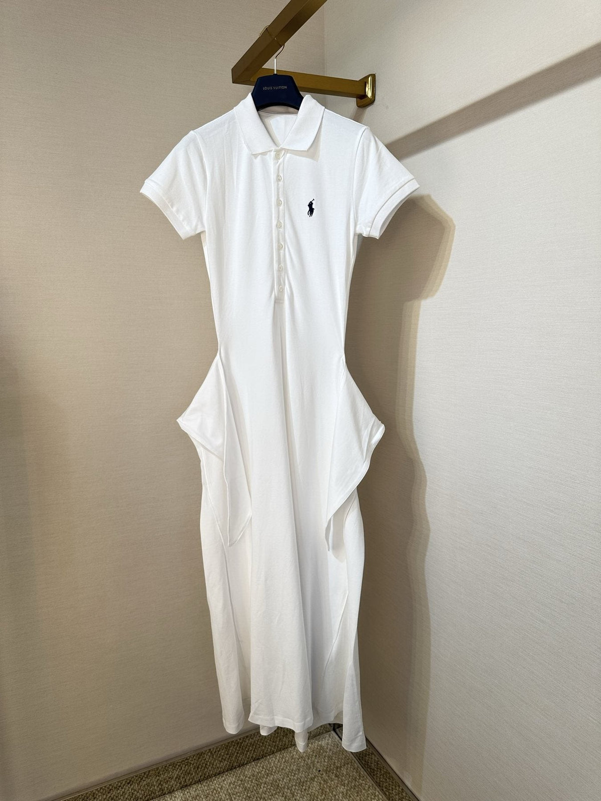 Ralph Lauren White Tie-Waist Polo Dress
