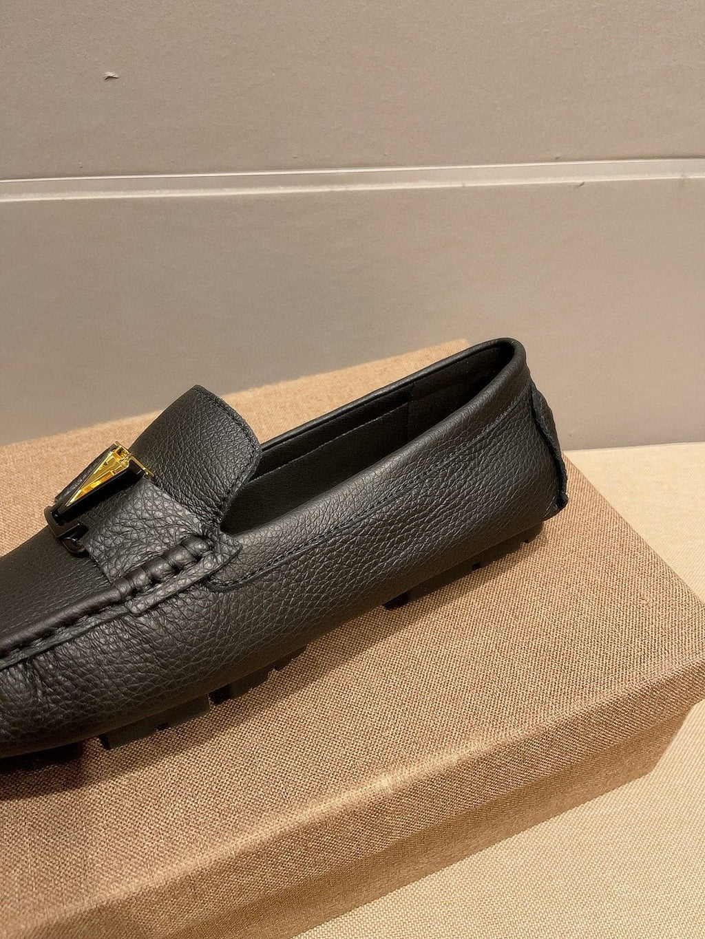Louis Vuitton Black Gold-Tone Buckle Loafers