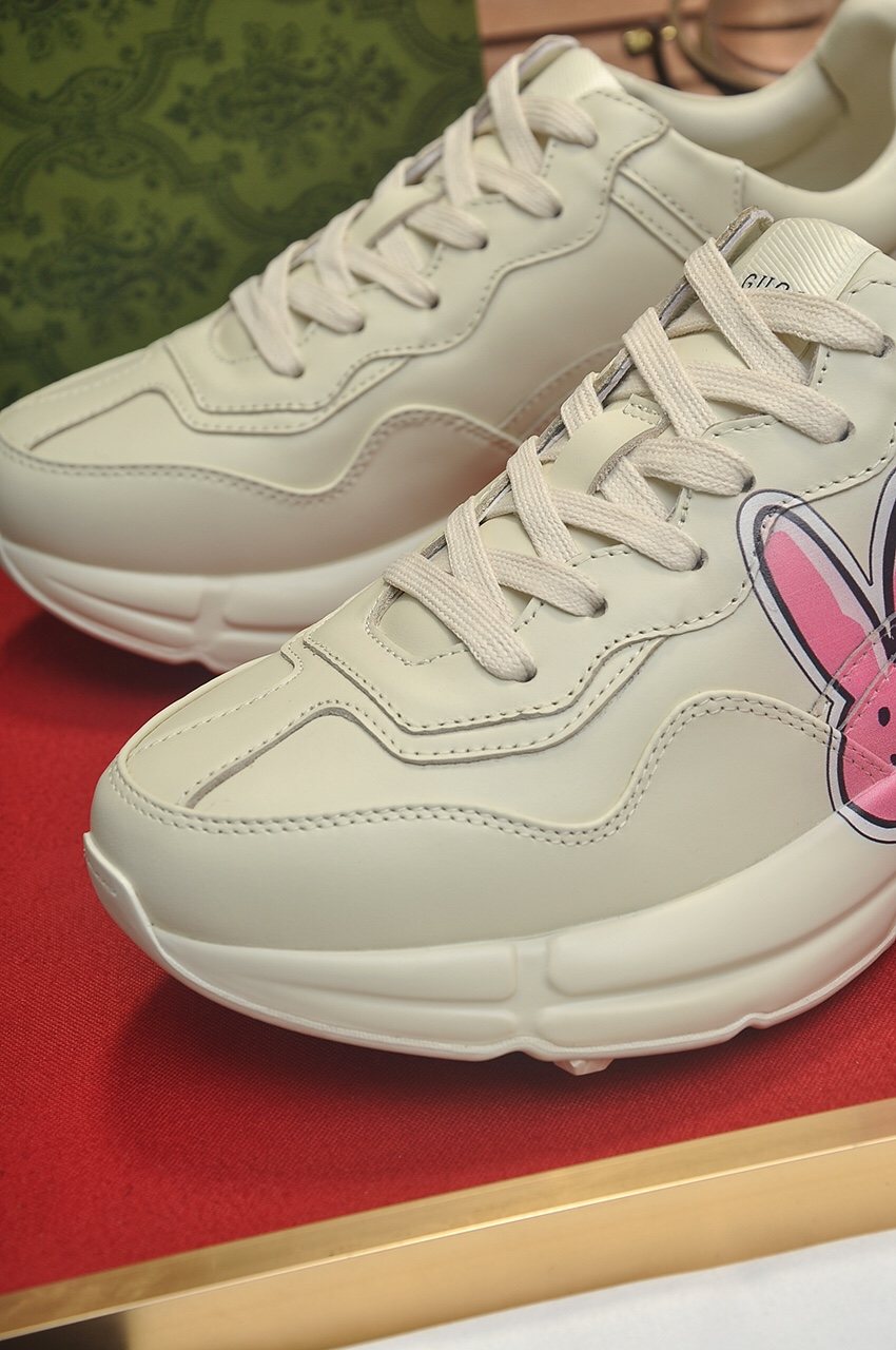 Gucci Ivory Pink Bunny Graphic Chunky Sneakers