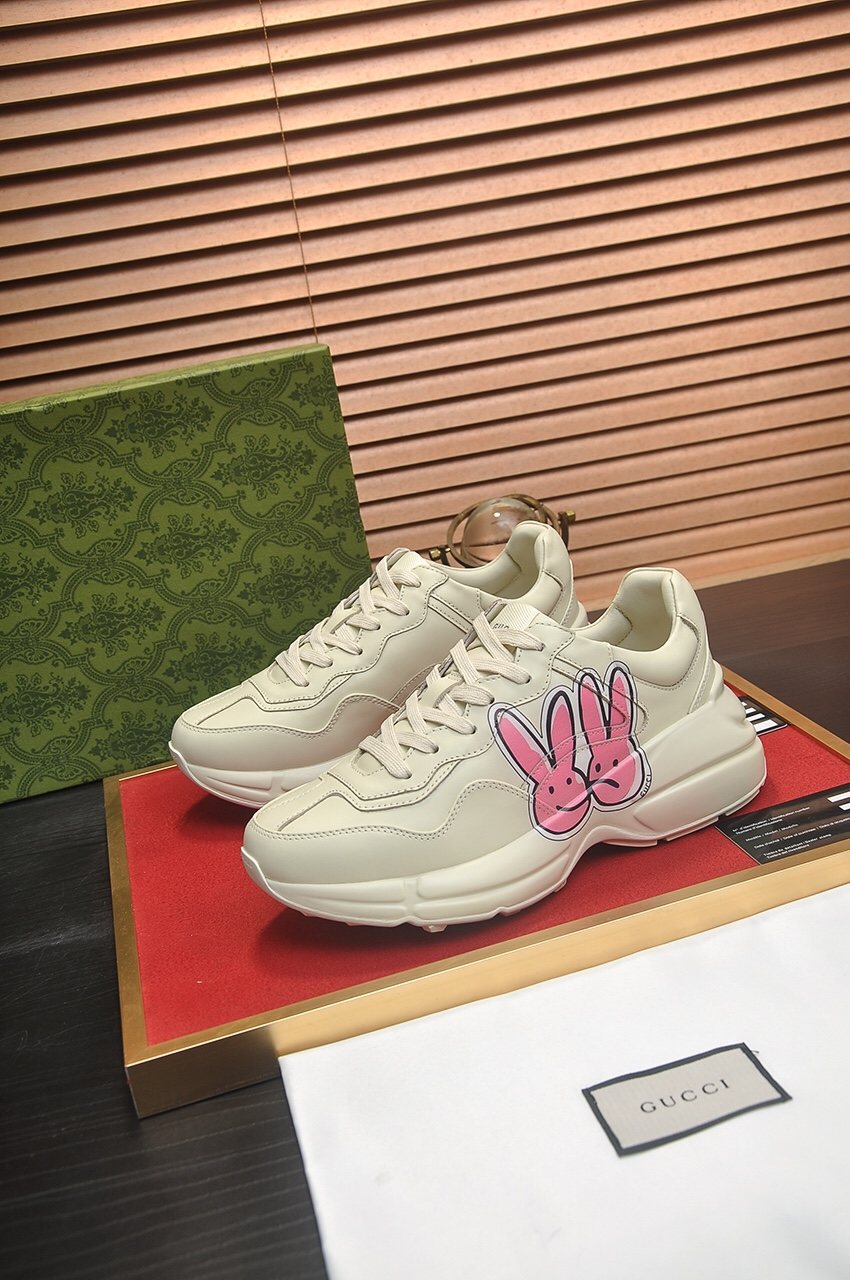 Gucci Ivory Pink Bunny Graphic Chunky Sneakers