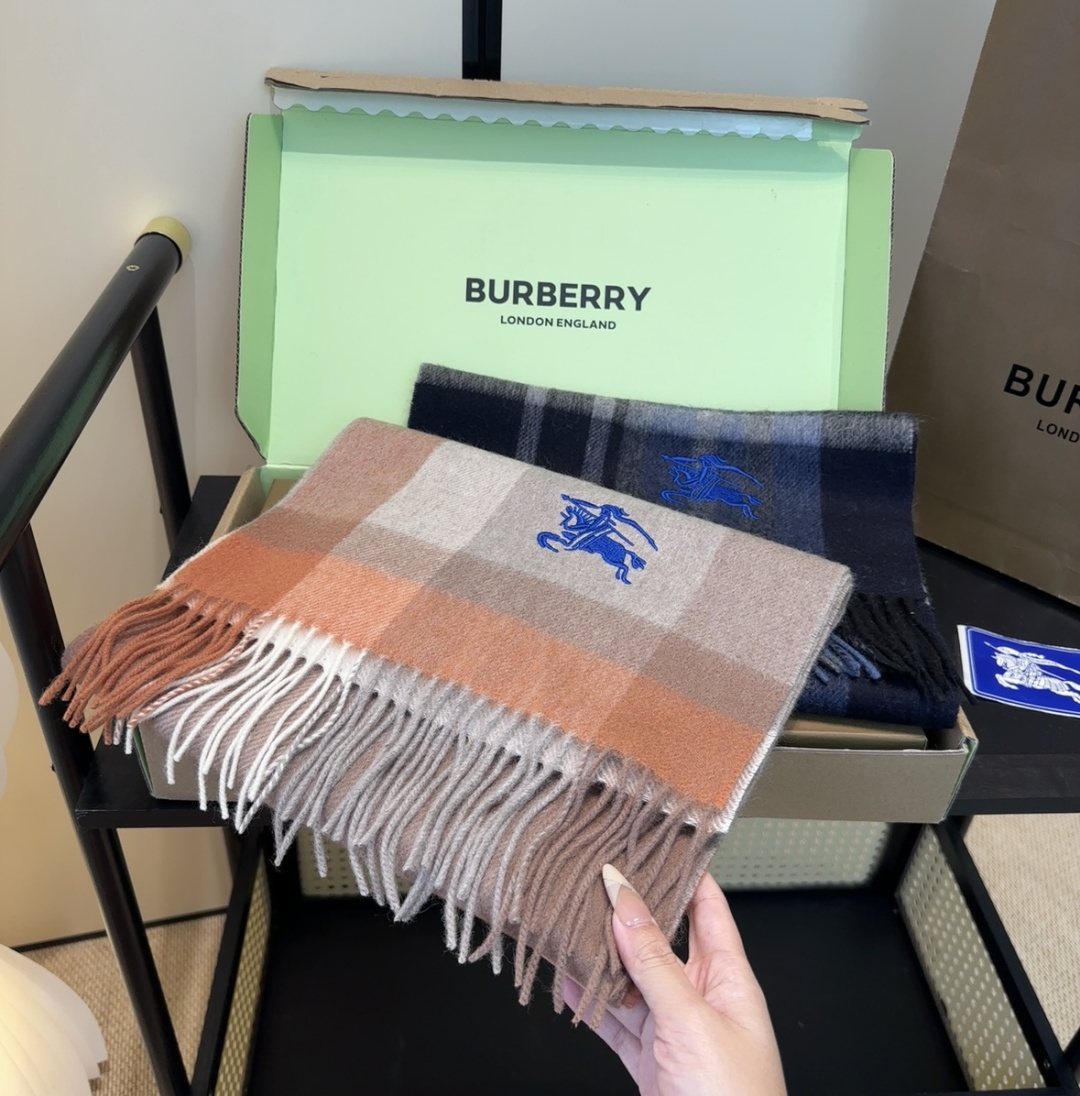 Burberry Pink Plaid Fringe Scarf