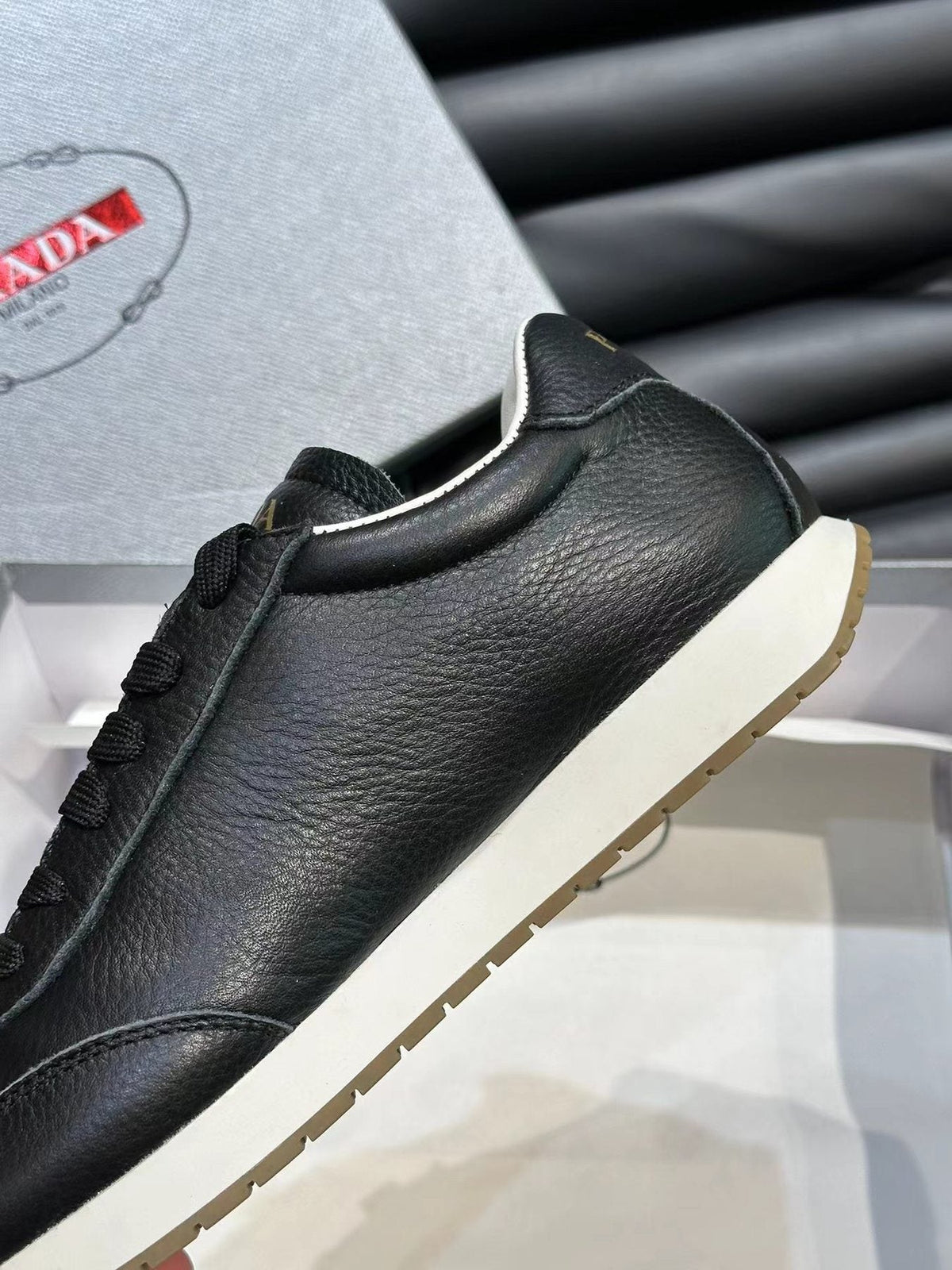 Prada Men's Black Low-Top Logo Sneakers