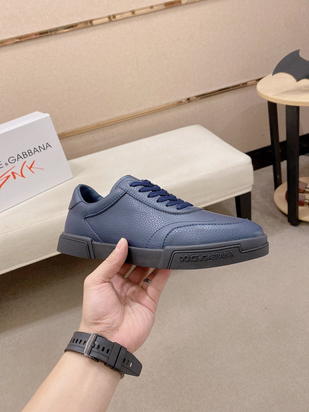 Dolce & Gabbana Navy Blue Low-Top Sneakers