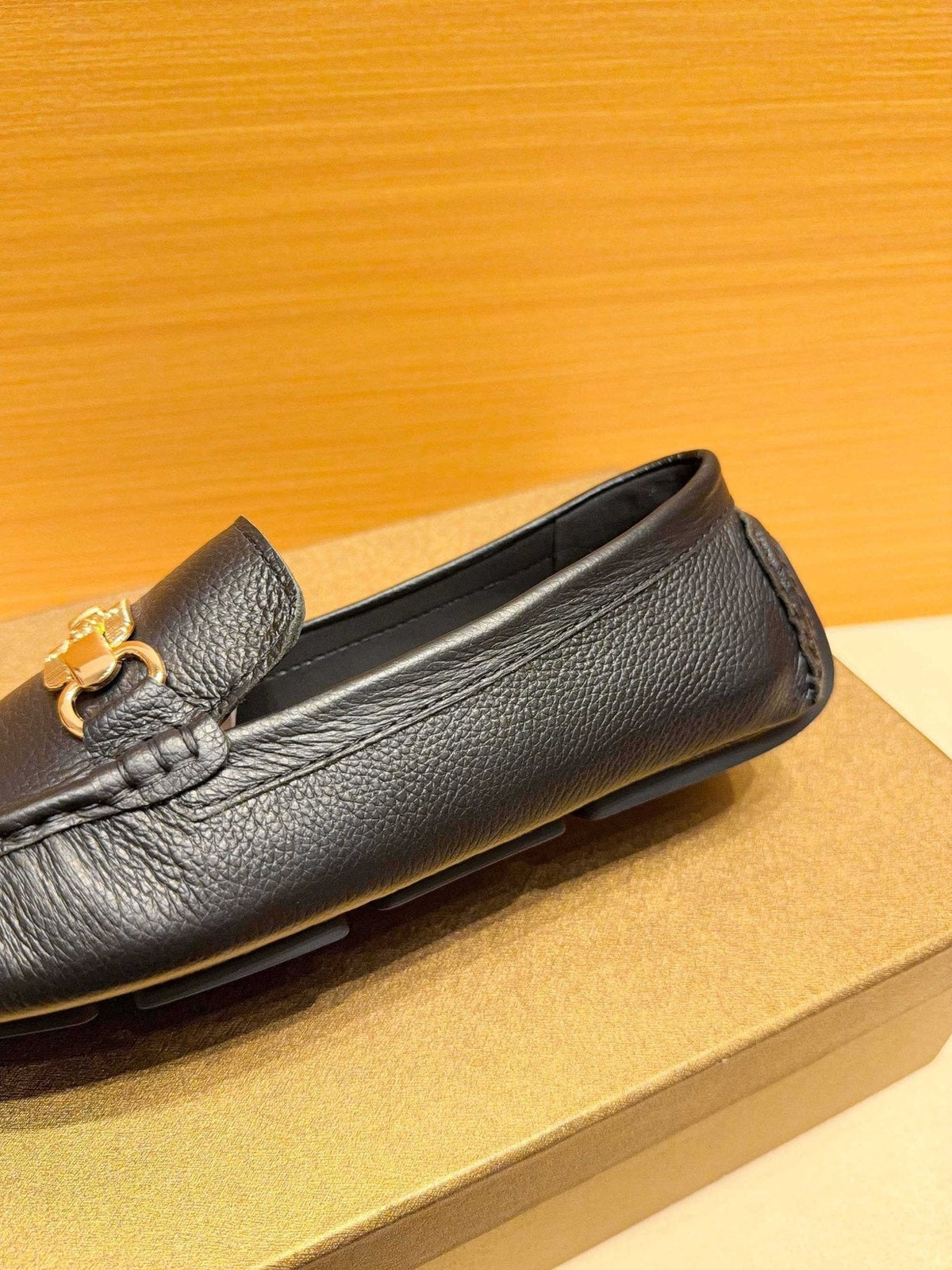 Versace Men's Black Textured Hardware Loafers