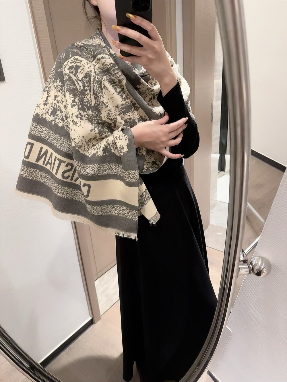 Dior Animal & Foliage Fringed Scarf