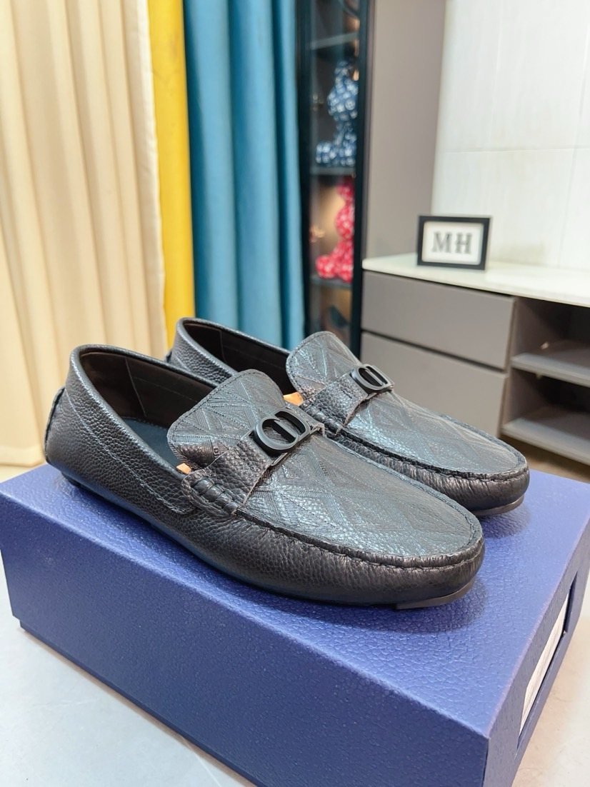 DIOR Textured Buckle Loafers