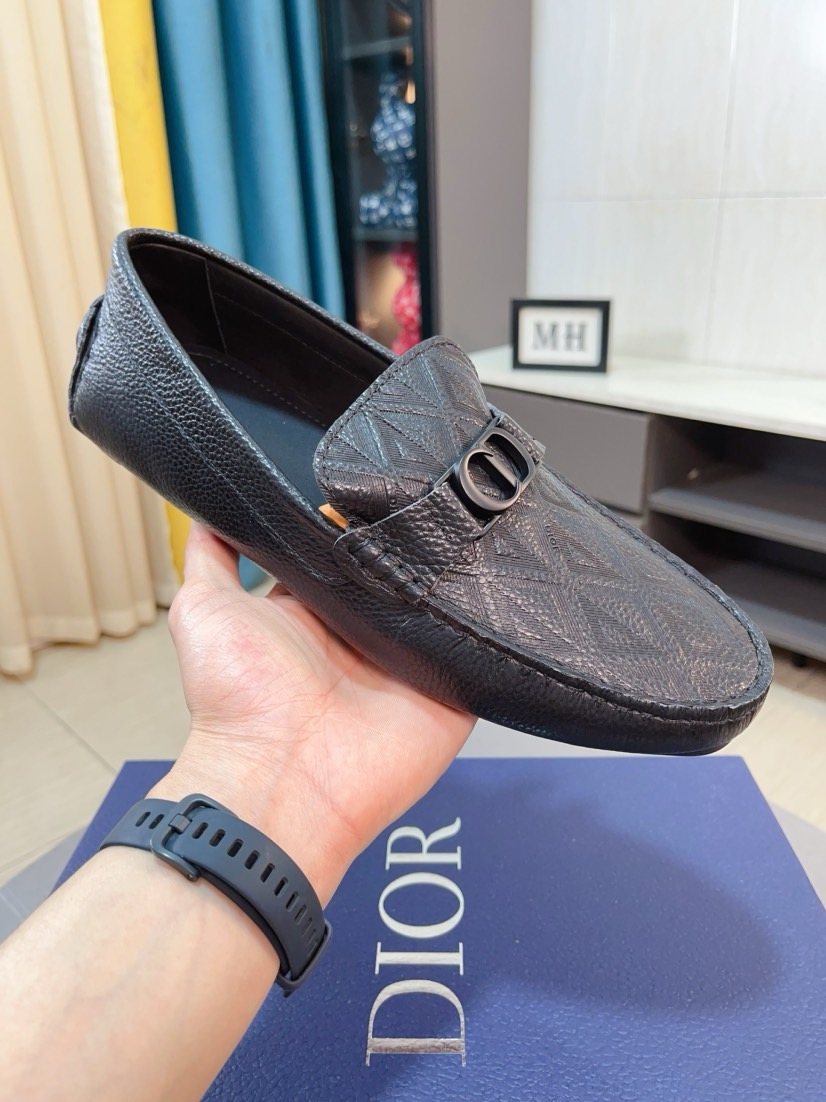 DIOR Textured Buckle Loafers