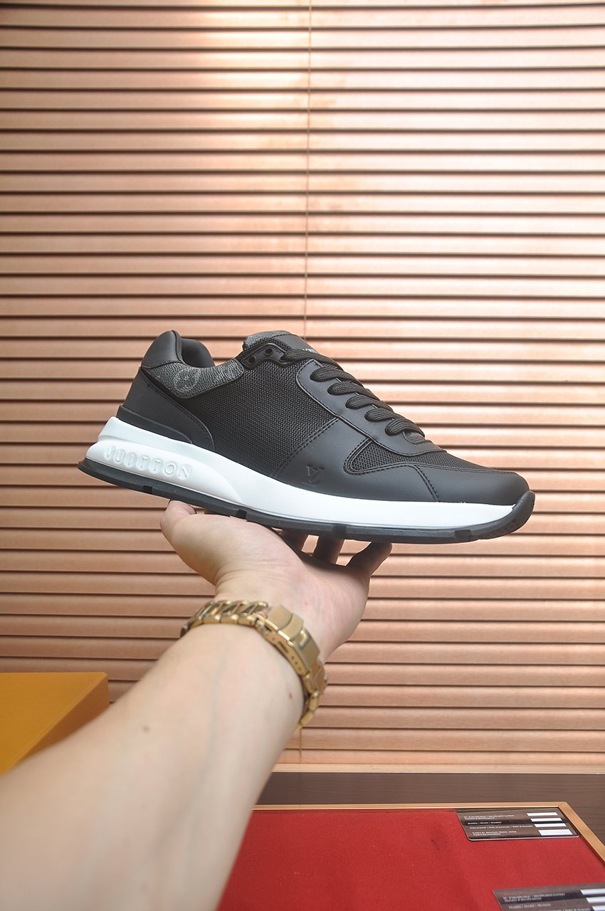 Louis Vuitton Black Leather Low-Top Sneakers