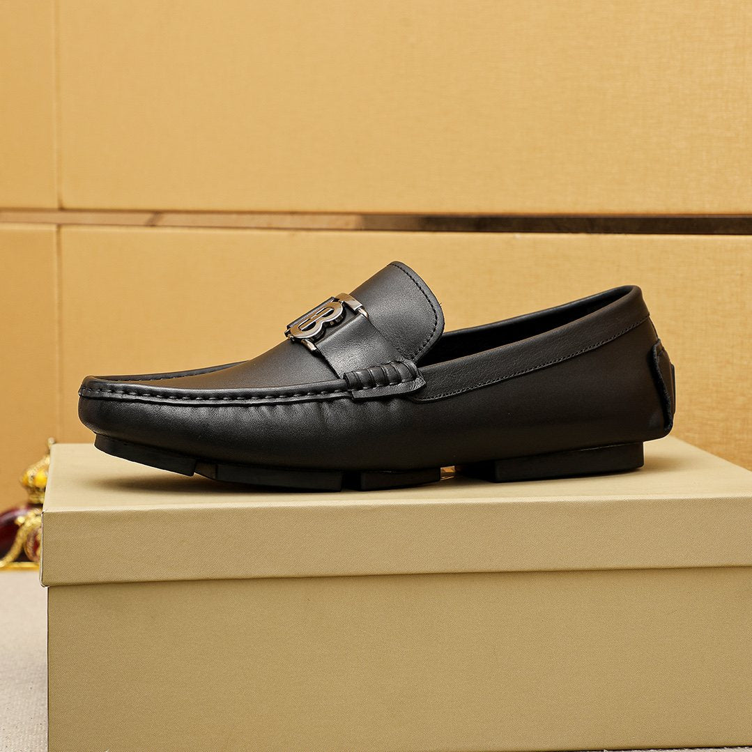 Burberry Black Metal Monogram Loafers
