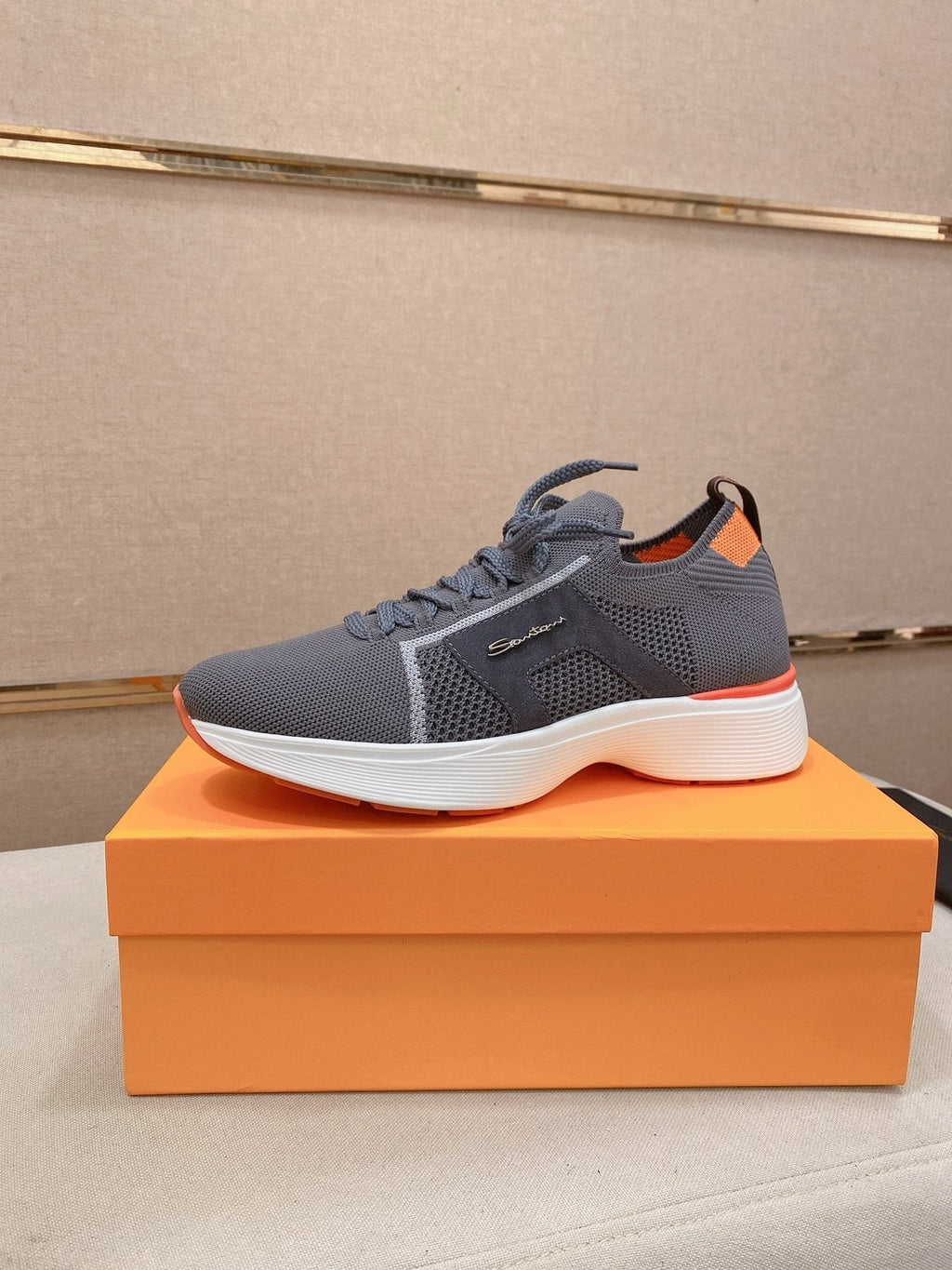 Santoni Men's Knit Panel Sneakers
