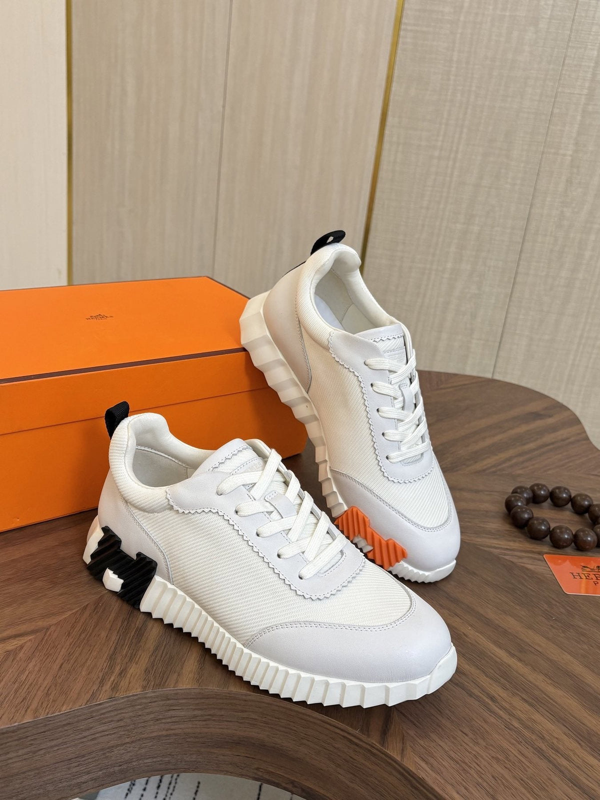 Hermes Black Ribbed Sole Sneakers