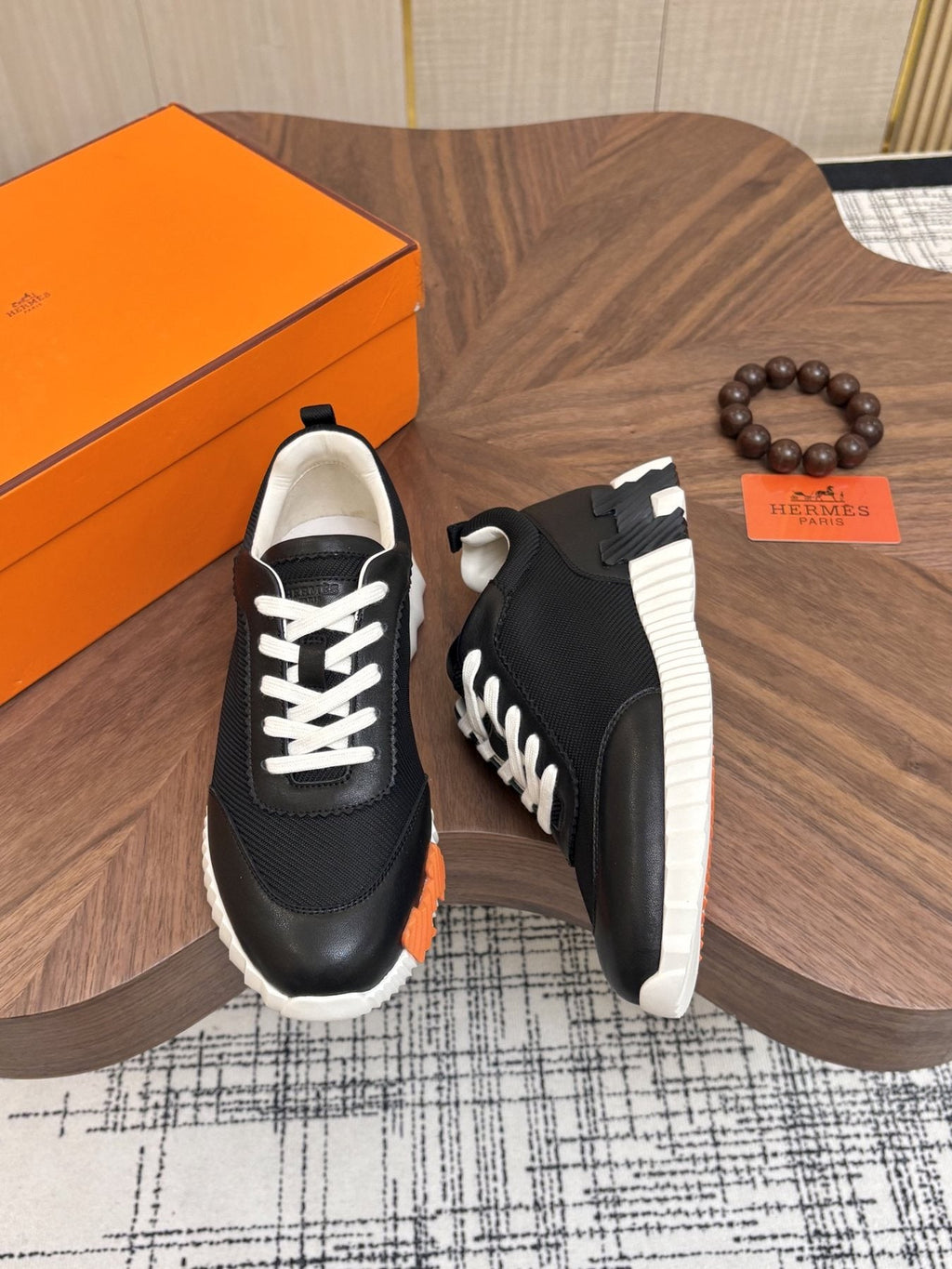 Hermes Black Ribbed Sole Sneakers