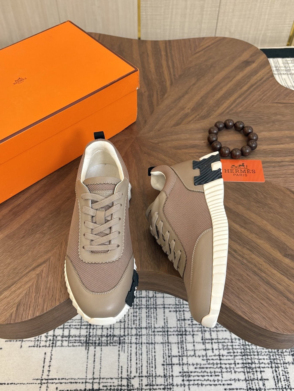 Hermes Black Ribbed Sole Sneakers
