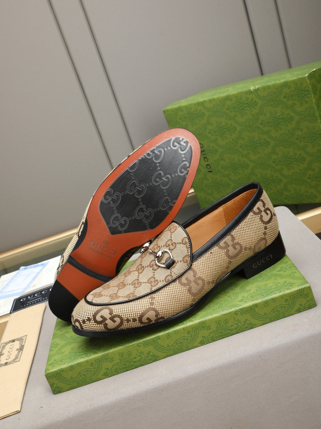Gucci Monogram Bit Loafers