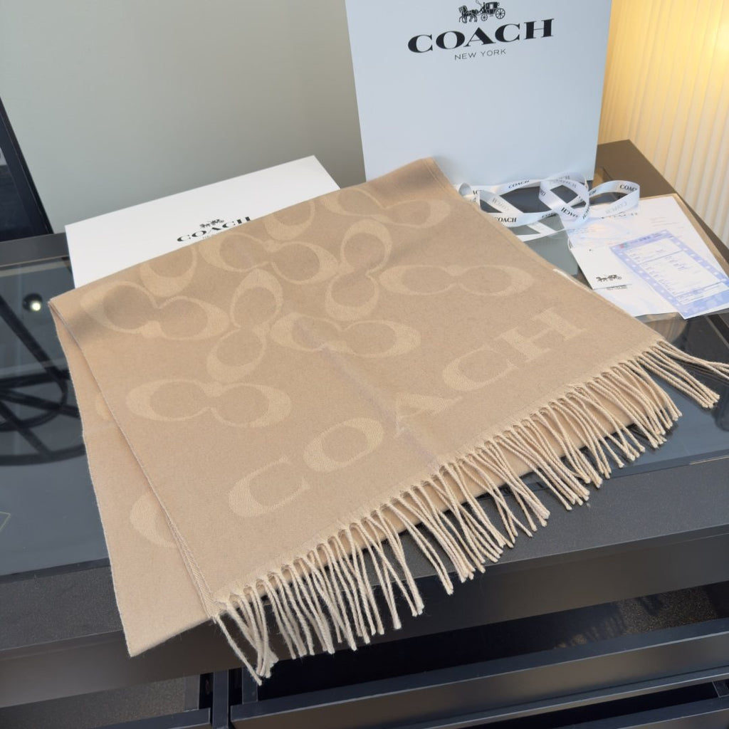 Coach C Motif Fringed Scarf
