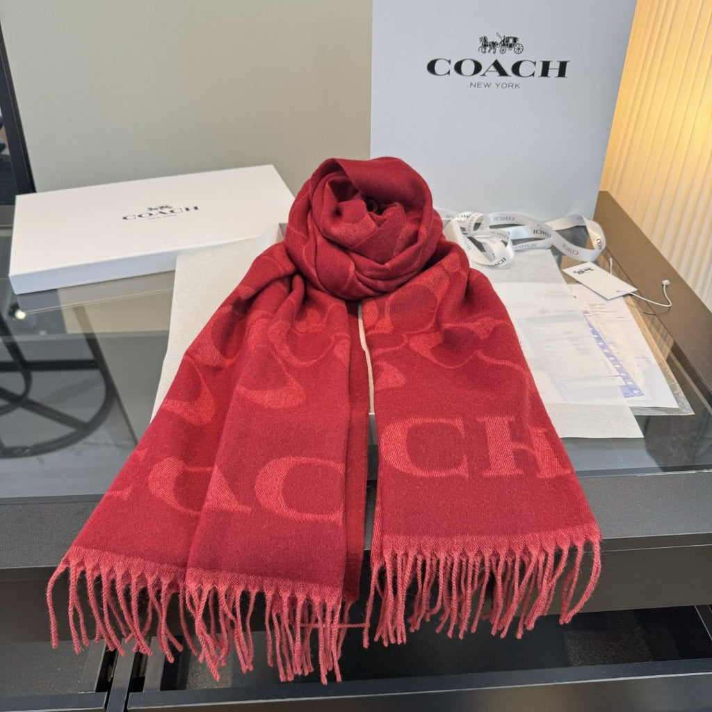 Coach C Motif Fringed Scarf