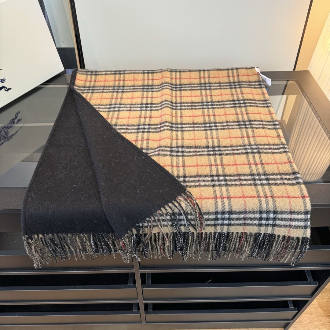 Burberry Fringed Plaid-Panel Poncho