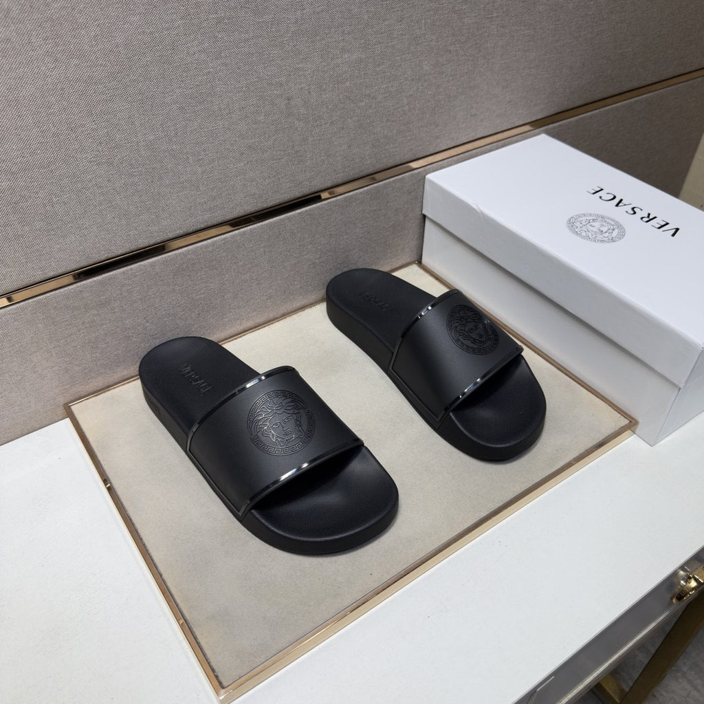 Versace Men's Embossed Strap Slide Sandals