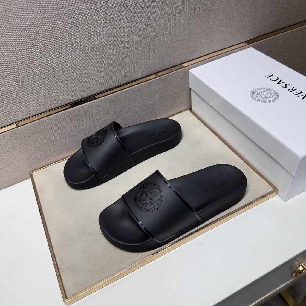 Versace Men's Embossed Strap Slide Sandals