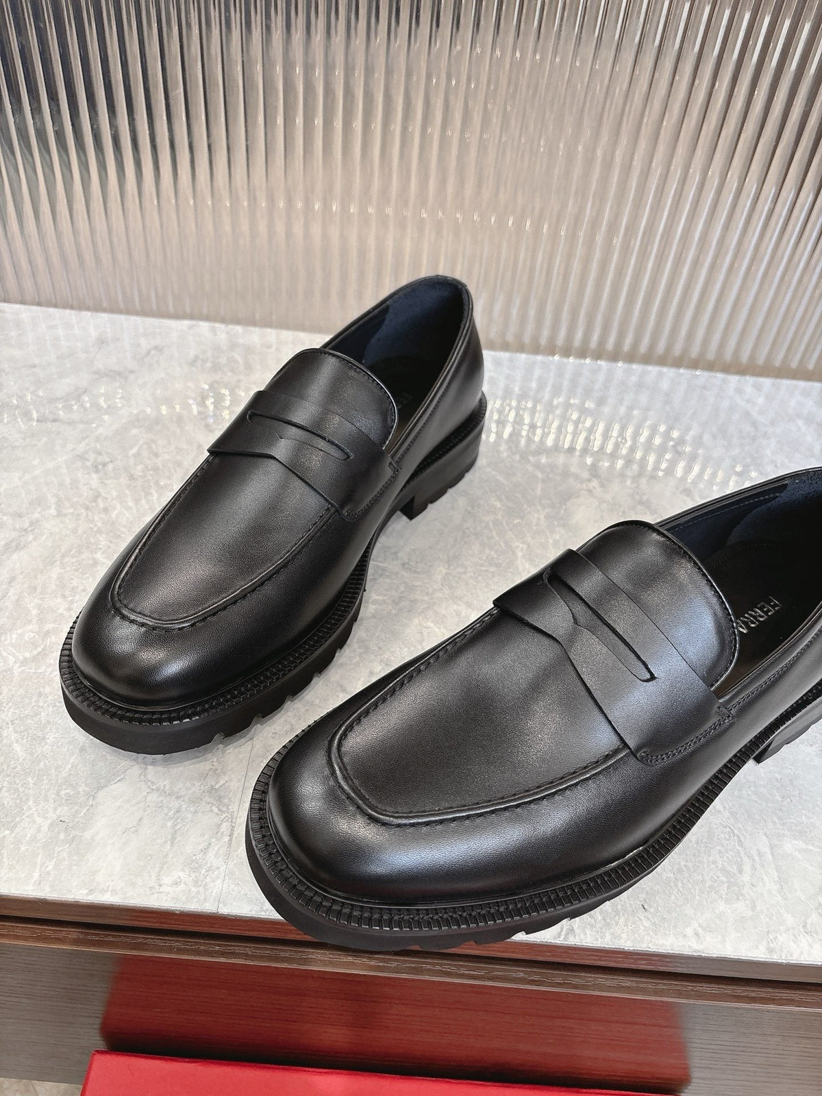 Ferragamo Black Leather Loafers