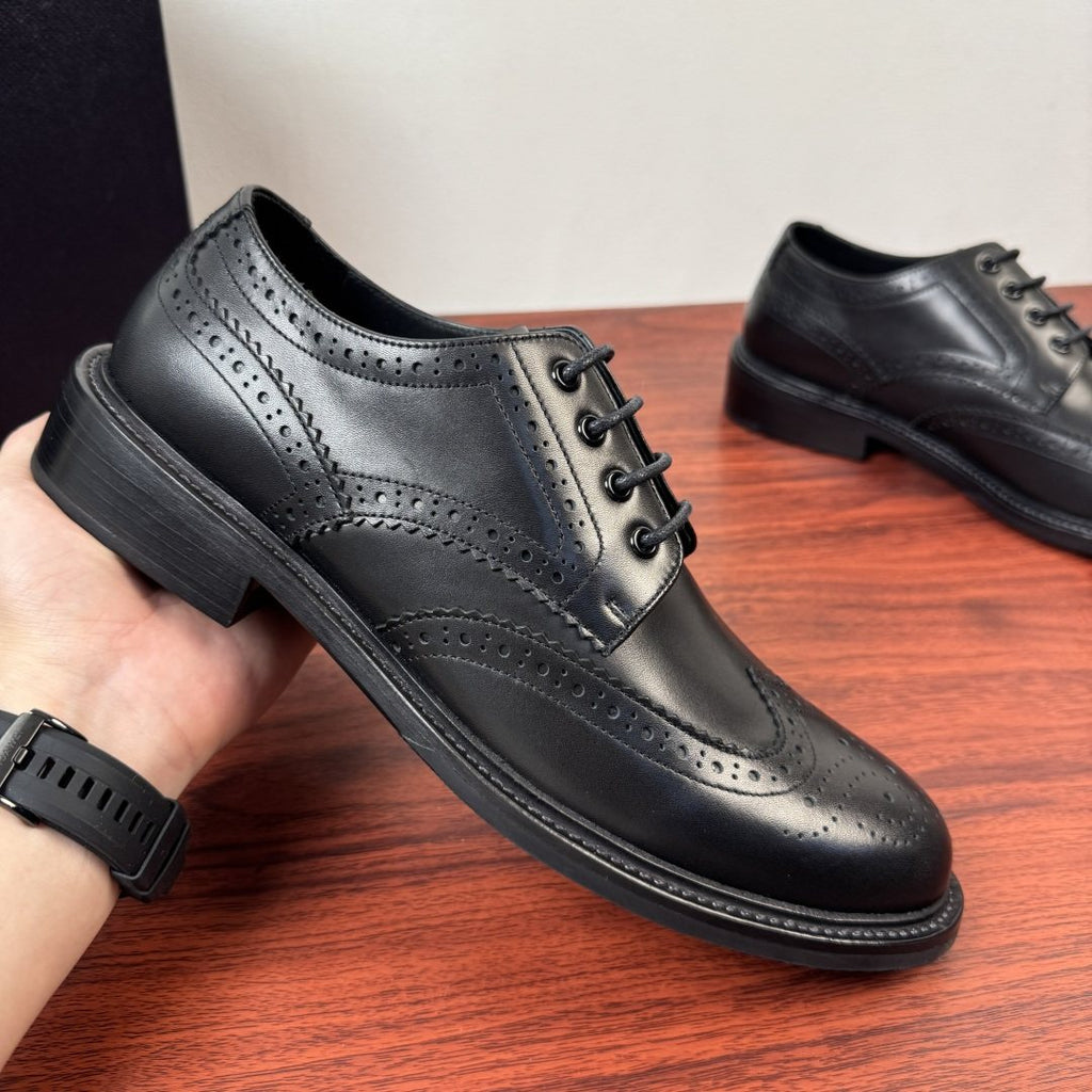 Prada Men's Burnished Brogue Derby Shoes