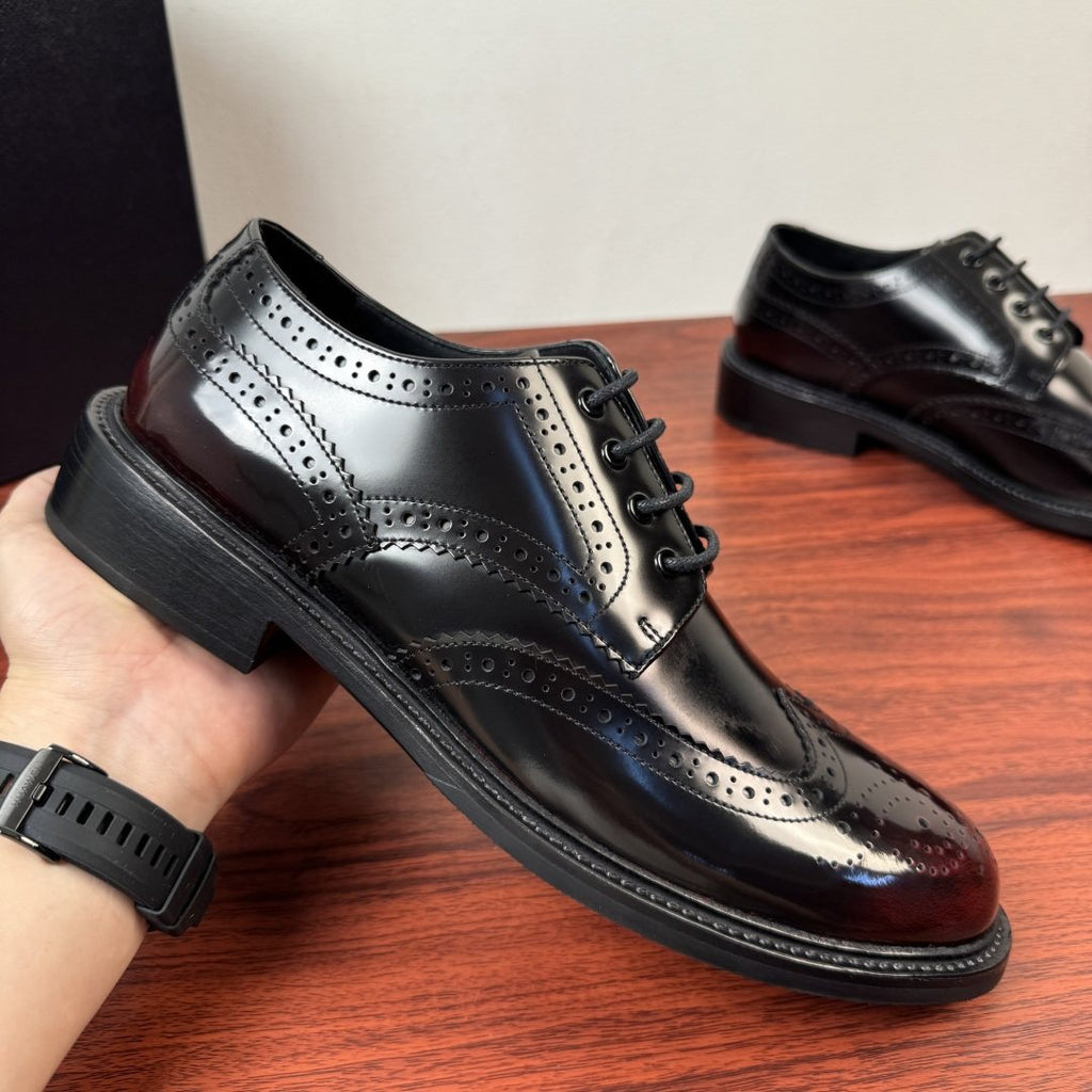 Prada Men's Burnished Brogue Derby Shoes