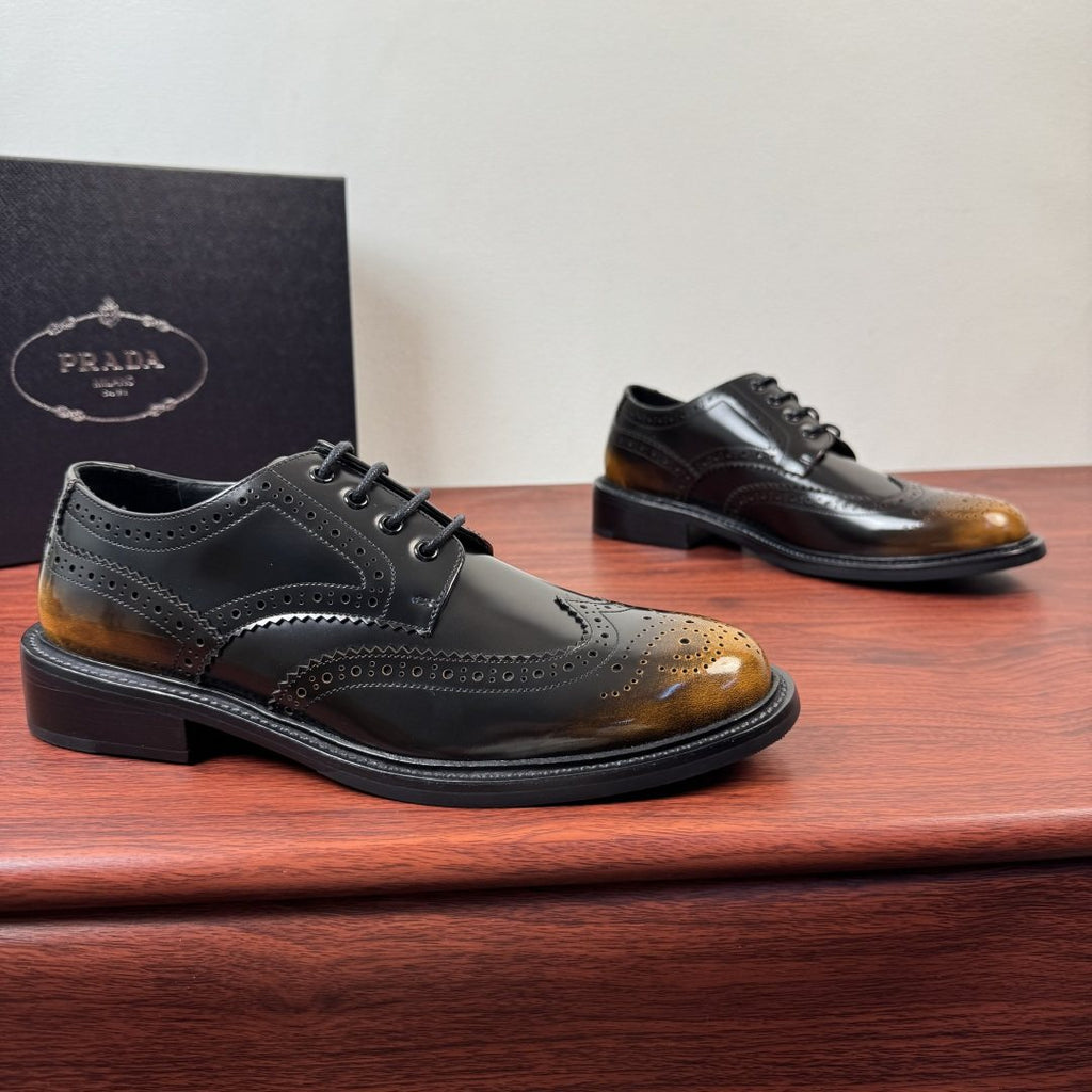 Prada Men's Burnished Brogue Derby Shoes