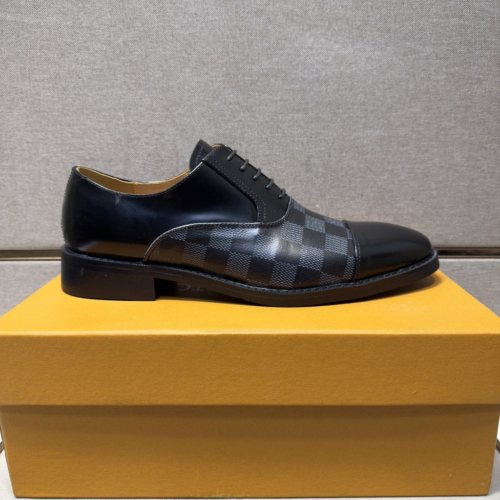 Louis Vuitton Check-Panel Lace-Up Dress Shoes