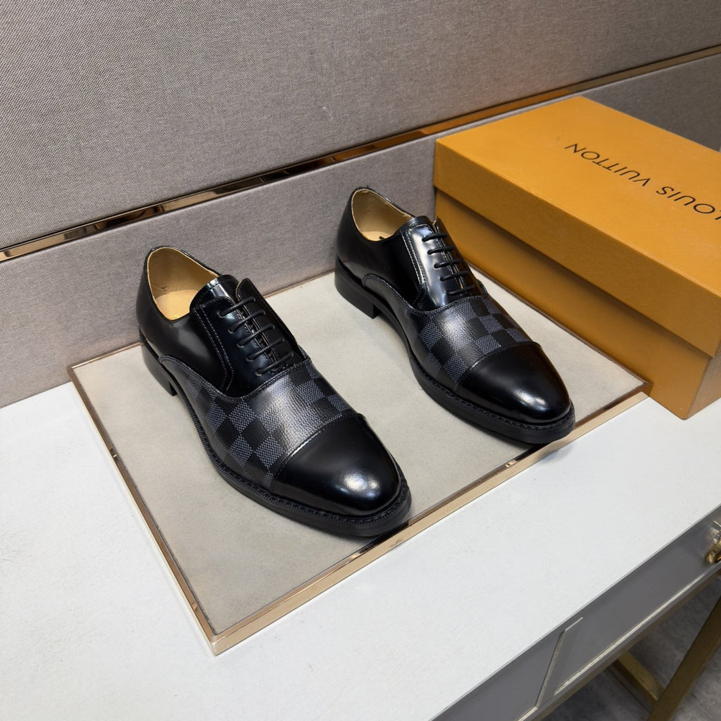 Louis Vuitton Check-Panel Lace-Up Dress Shoes