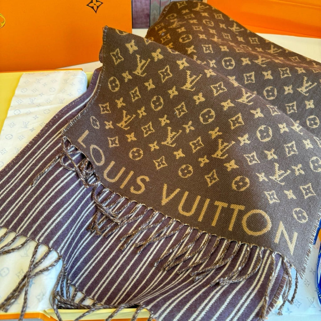 Louis Vuitton Brown Monogram Fringe Scarf