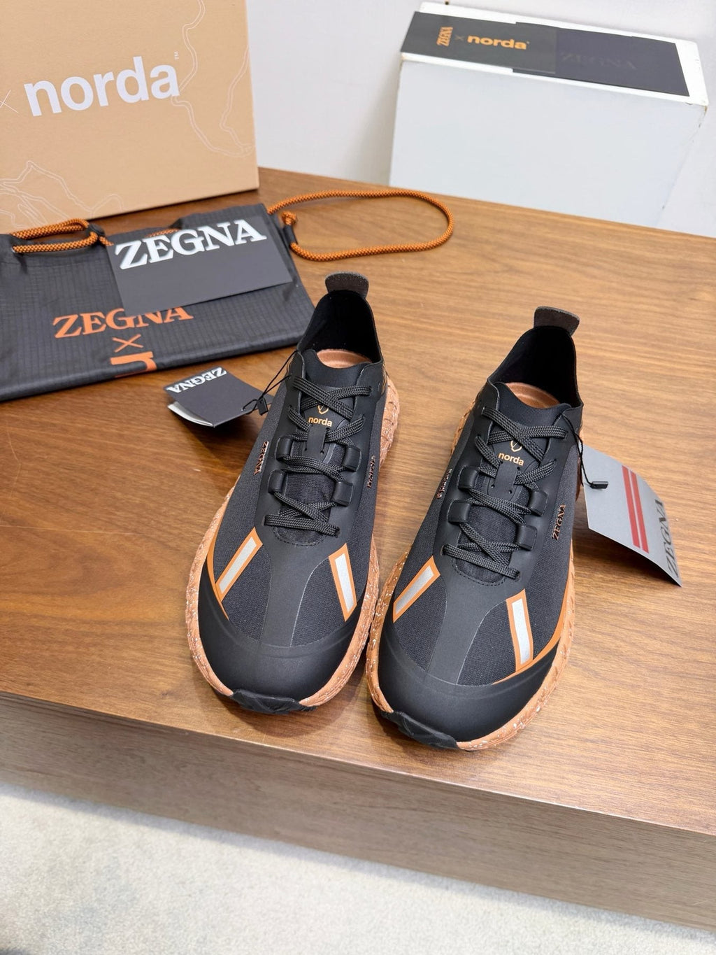 Zegna Black Contrast Lace-Up Athletic Shoes