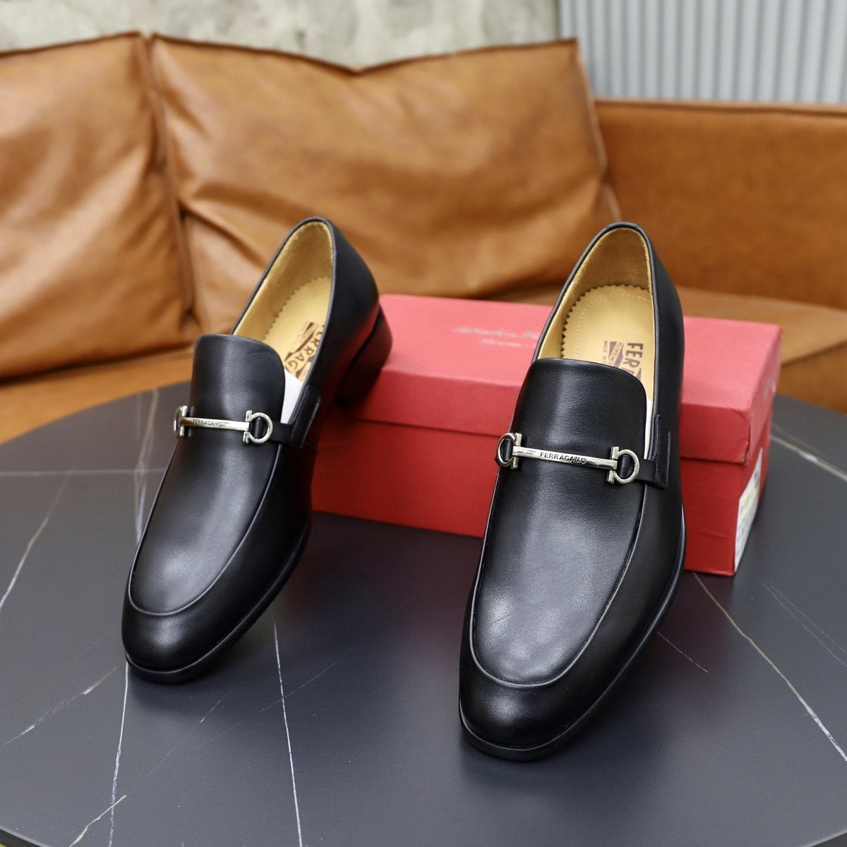 Salvatore Ferragamo Men's Leather-Look Hardware Loafers