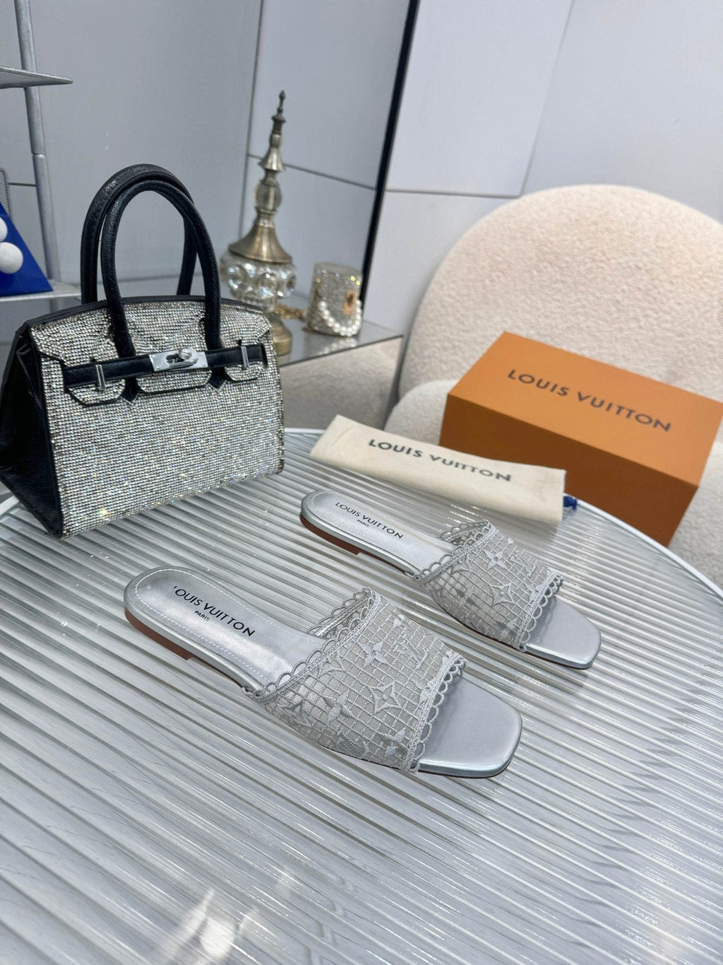 Louis Vuitton Woven Open-Toe Slide Sandals