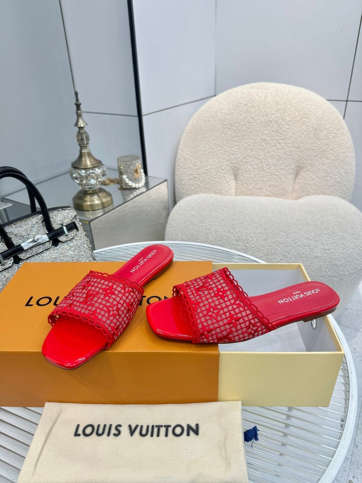 Louis Vuitton Woven Open-Toe Slide Sandals