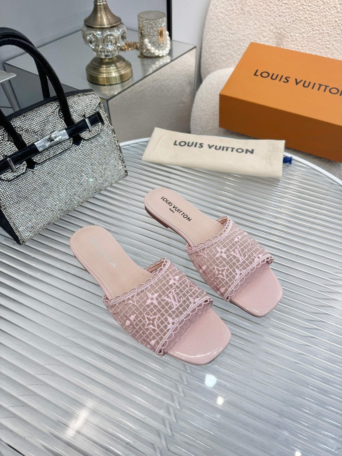 Louis Vuitton Woven Open-Toe Slide Sandals
