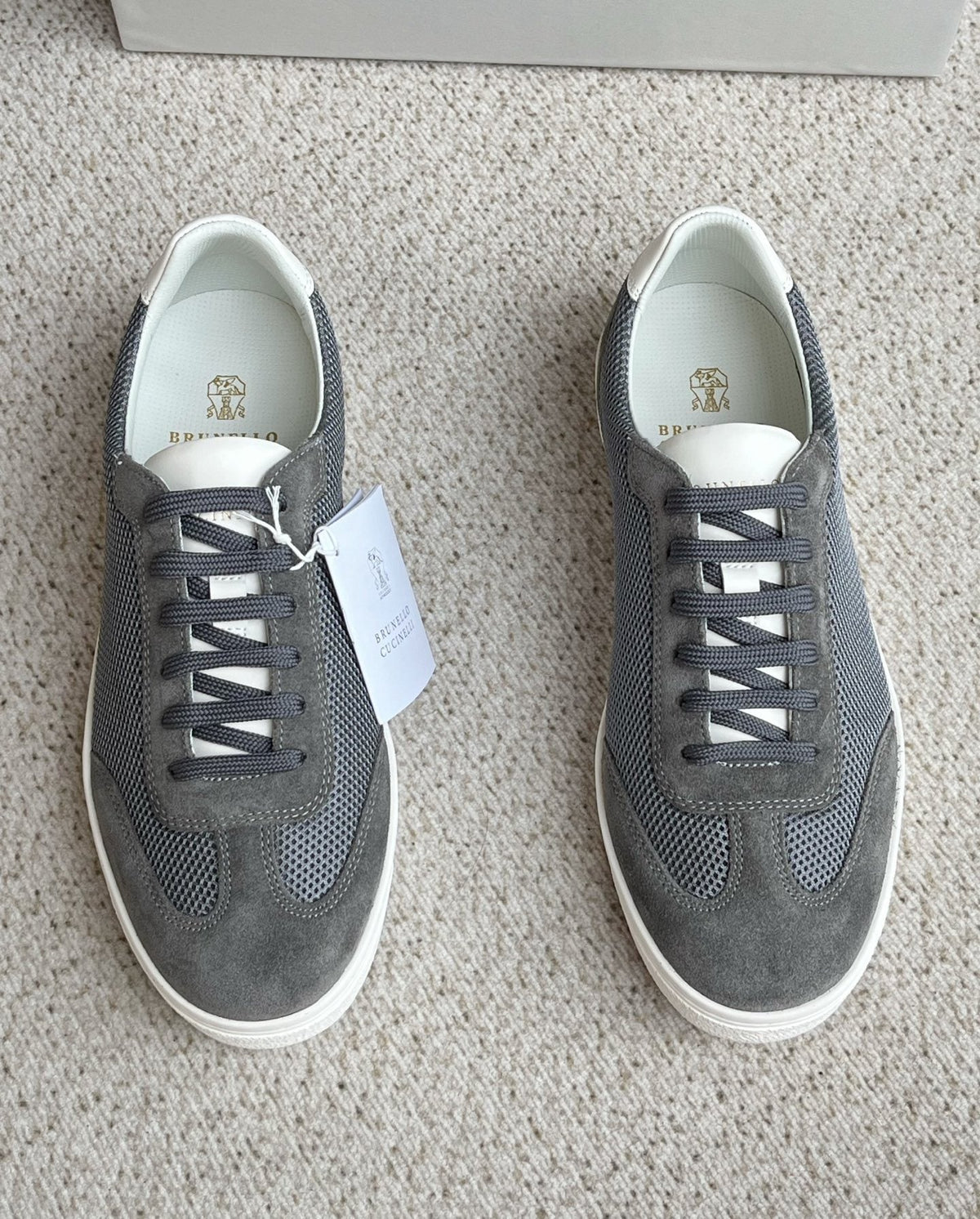 Brunello Cucinelli Men's Low-Top Lace-Up Sneakers - White Rubber Sole